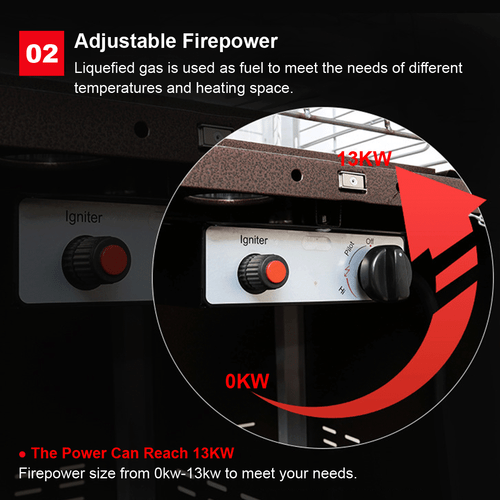 Pyramid Outdoor Patio Heater 13KW Adjustable Power Waterproof Windproof Protect - Picture 9 of 14