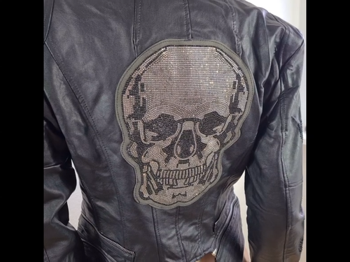 Biker Faux Leather Jacket Skull Skull - Punk Motorcycle Gothic - Video 1 of 1