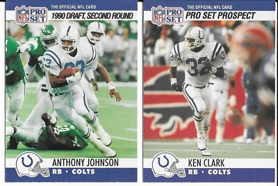 1990 Pro Set Colts Running Backs #23 Anthony Johnson #32 Ken Clark Rookies