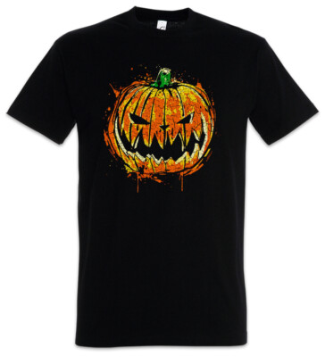 Pumpkin Head T-Shirt Halloween Nightmare Face Witch Black Magic