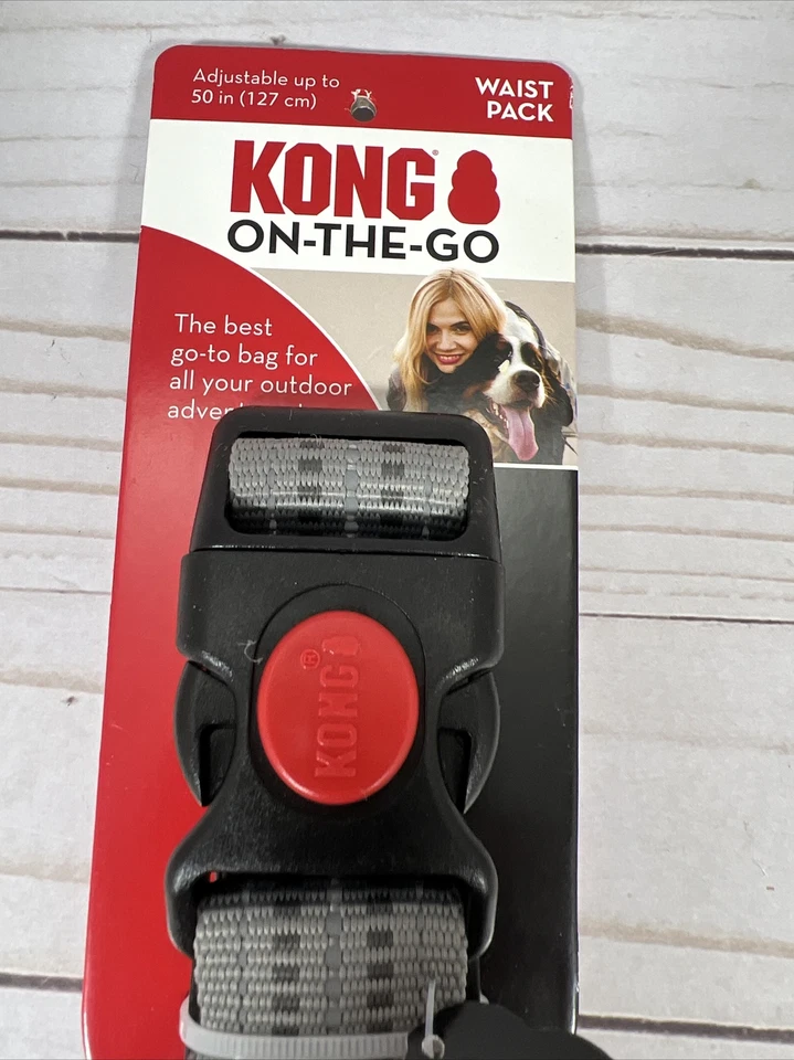 KONG On-The-GO Reflective Waist Pack Grey Red 50" w/ Pouch Dog Pet Outdoor - Image 2 of 4
