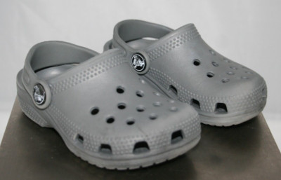 Crocs Toddler Classic Grey Slip-On Clogs Kid's Closed-Toe Stylish Shoes Sz C7