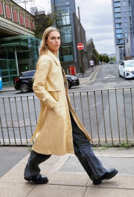 Nasty Gal Pocket Detail Faux Leather Trench Coat Butter UK UK