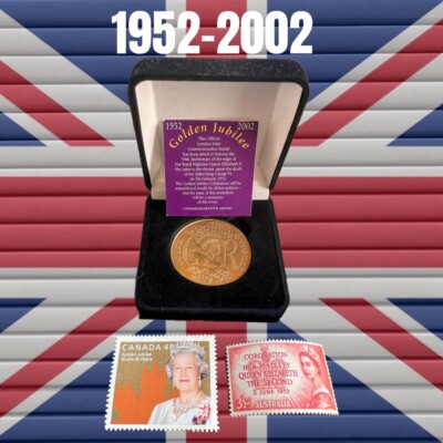 no.102 レッドエピドートとGoldのミニマム 1952-2002 Queen Elizabeth II Gold Jubilee Coin Medal W/COA