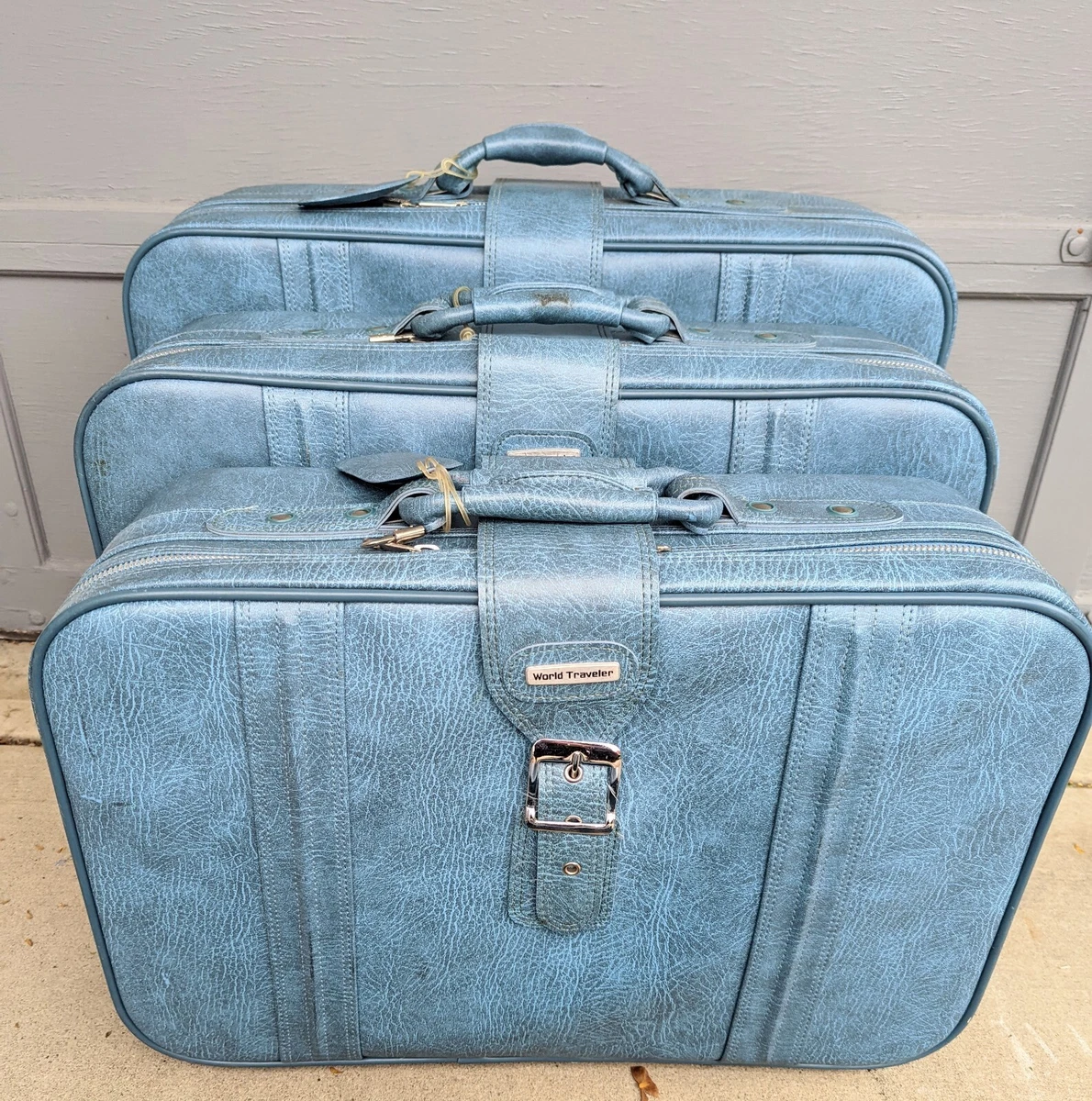 Faux cheap leather luggage