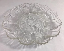 Clear Glass Deviled Egg Plate Oyster Platter Pressed Glass 9.75"