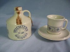 Michter's Stoneware Jug 1976 Series B 1/2 pint EMPTY w/ACF Espresso Cup & Saucer
