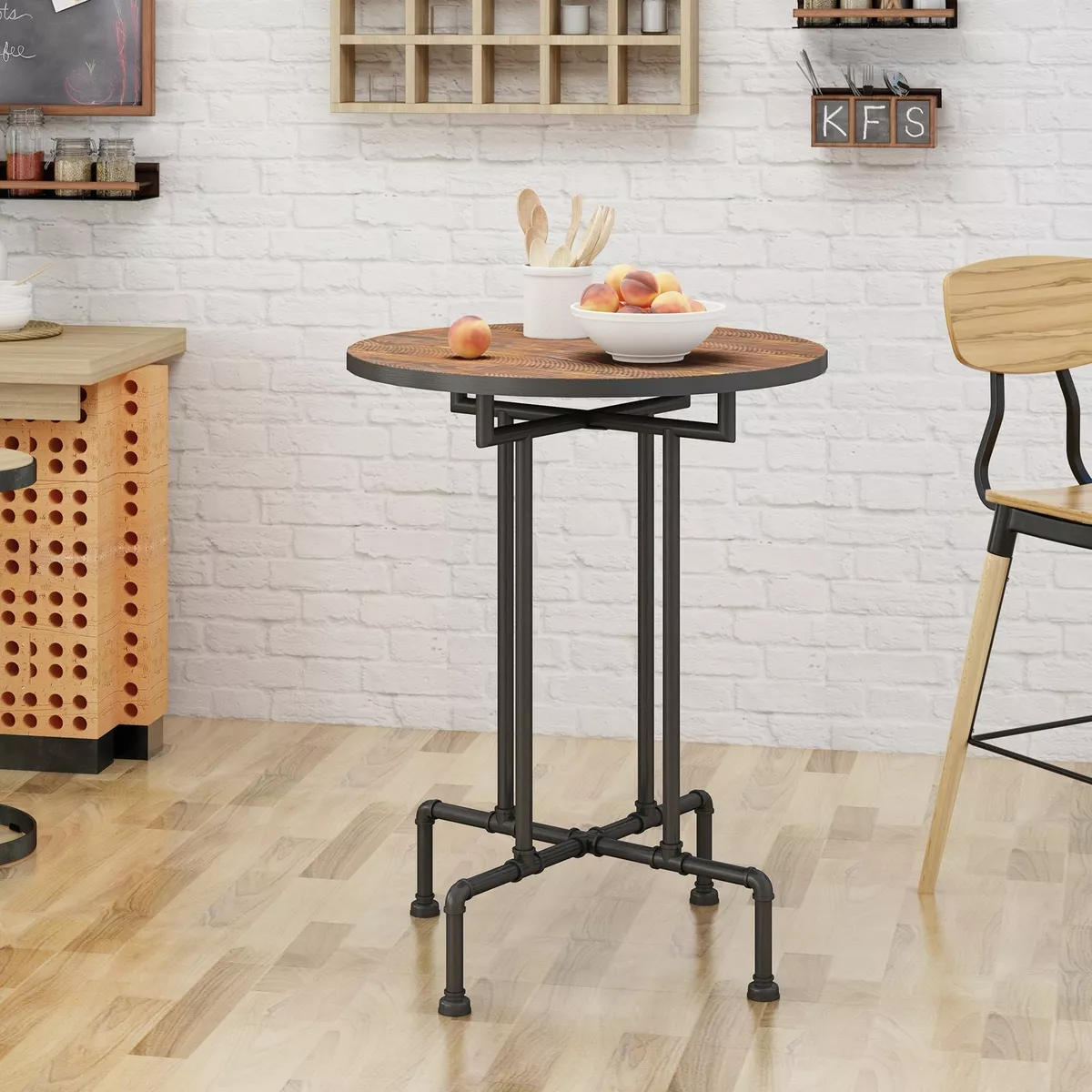 Atmos Industrial Faux Wood Bar Table Dark Brown eBay