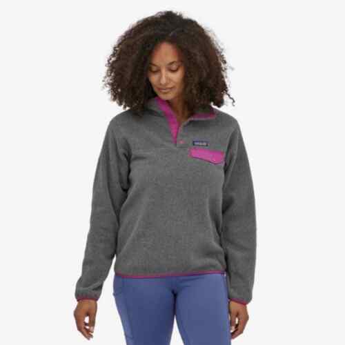 Patagonia Lightweight Synchilla Snap-T Fleece Gray Pink Pullover Jacket Size S - Picture 1 of 7