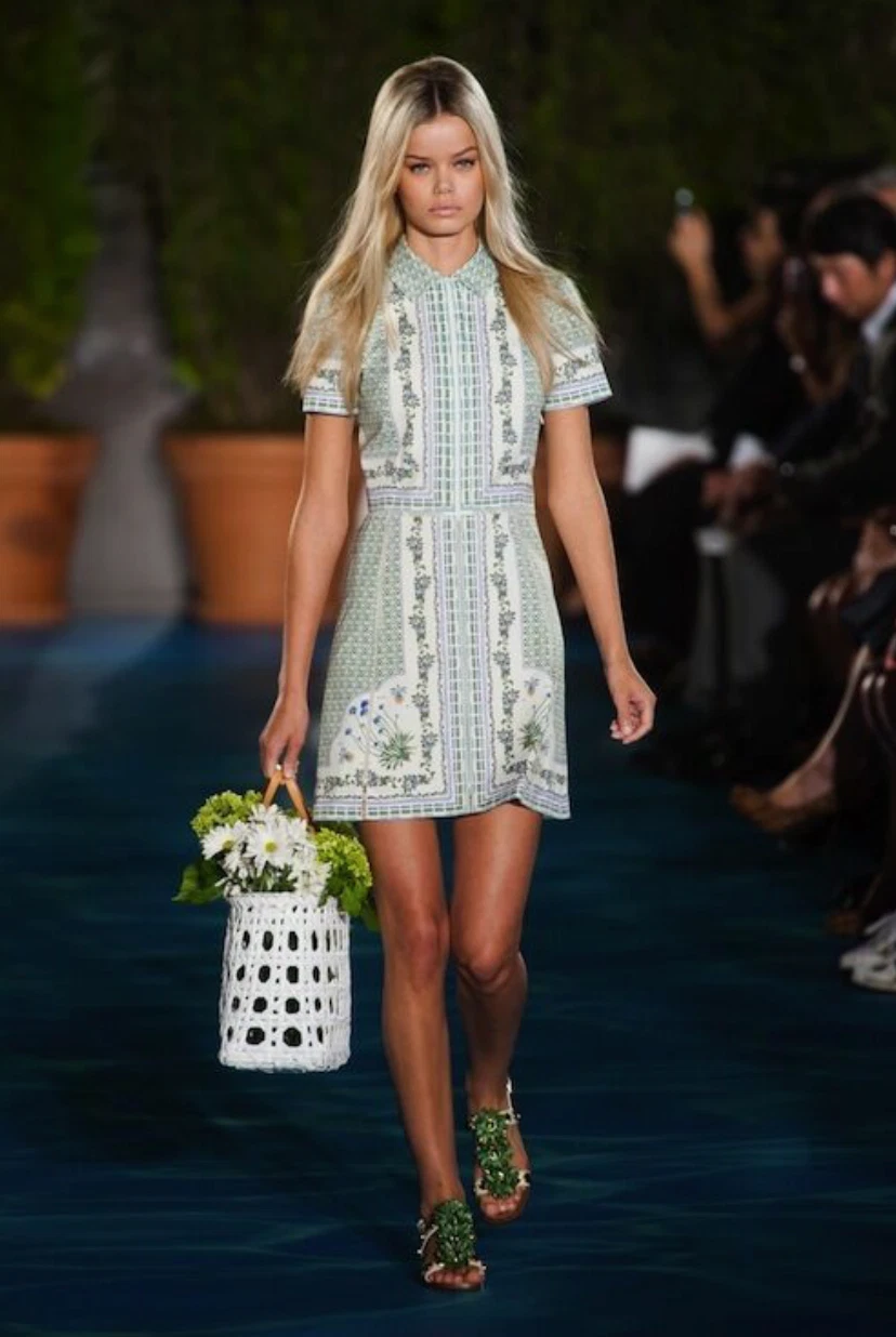 Abito camicia Tory Burch Talia botanico floreale passerella cotone croccante us6 uk 8 10