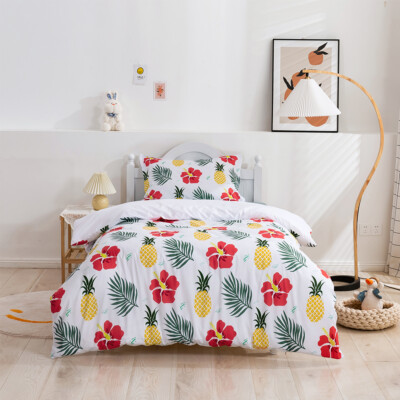 3D Watercolor Pineapple Leaves Floral Quilt Cover Set Bedding Sets Pillowcases