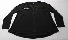 I.N.C. International Concepts Women's Plus Zip Pocket Top AR8 Very Black Size 1X