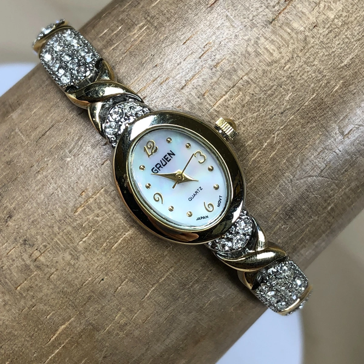 Precision by Gruen GP447L Gold and Silver Crystal Oval Ladies Quartz Watch Gruen Women Oval Wristwatches for sale | eBay main image 4