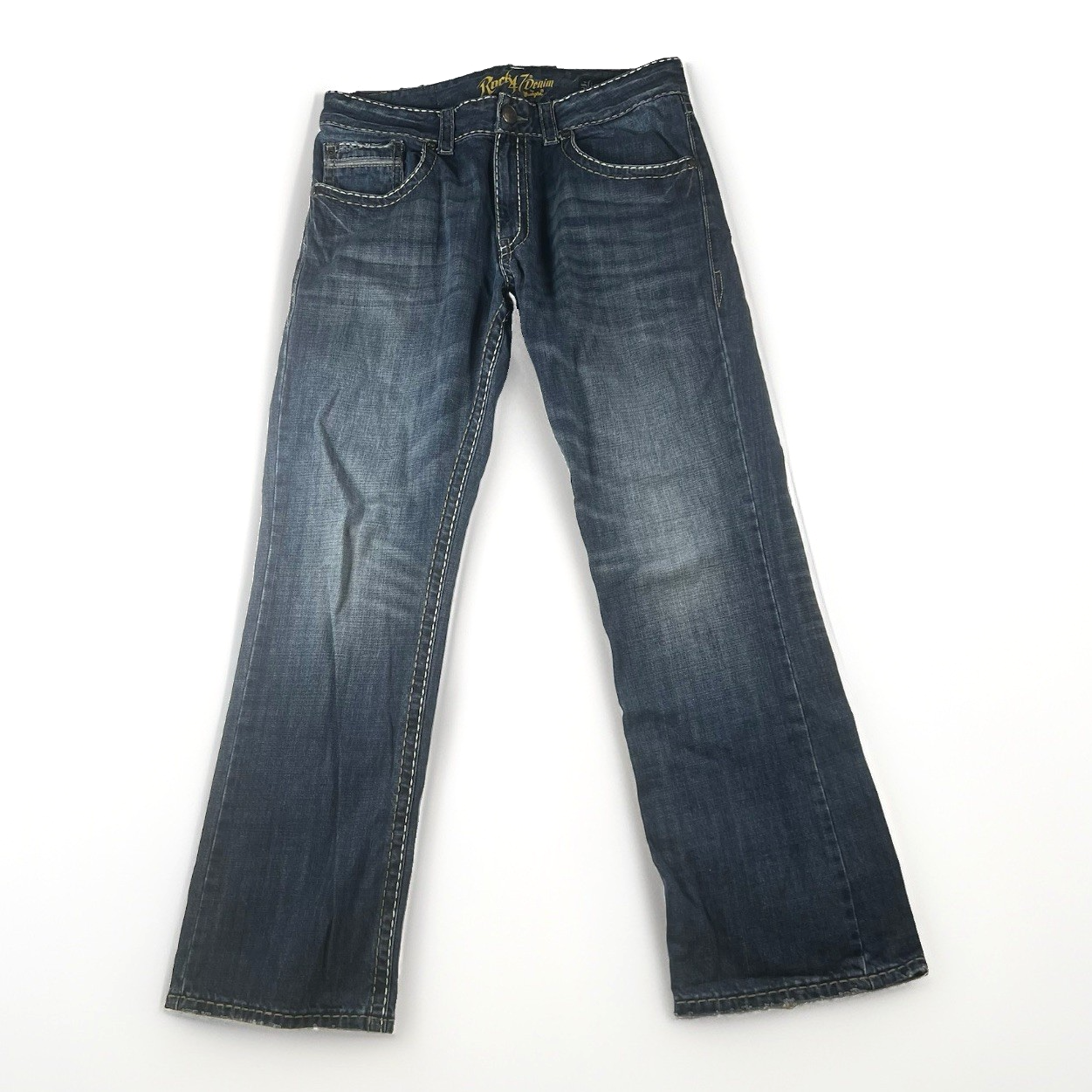 Rock 47 Denim by Wrangler Slim Bootcut Jeans Men’s 34x32 Dark Wash MRB470A