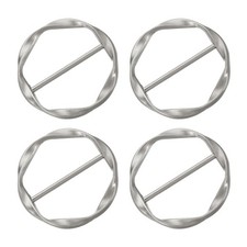 4Pcs T-shirt Clips 34mm 1-5/16" Round Metal Scarf Ring Matte Silver