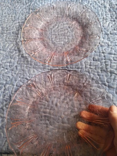 Set Of 2 Jeannette Cherry Blossom 9" Dinner Plates Replacements Depression Pink