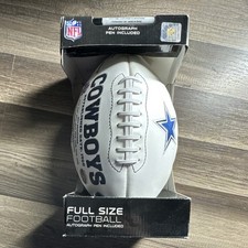 NFL Dallas Kowboje Pełnowymiarowa skóra kompozytowa Piłka nożna Pisak z autografem w zestawie