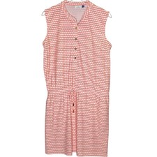Cabana Life by Talbots Print Sleeveless Resort Dress XL Pink White Drawstring