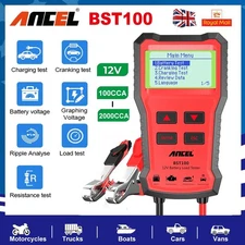 12V Battery Tester 100-2000CCA Car Battery Health/Voltage/Charging/Cranking Test