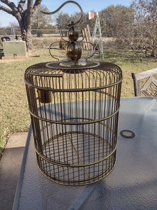 Beautiful Large 20" Ornate Brass Birdcage w/Hanging Hook