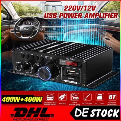 Auto Verstärker bluetooth Vollverstärker KFZ Audio Amplifier FM Radio Tragbar