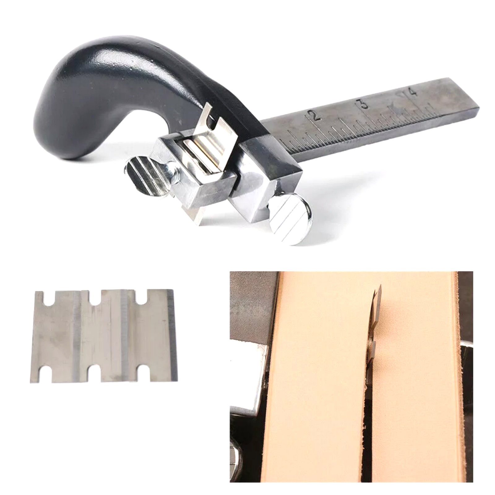 Professional Leather Strap Cutter Hand Craft Belt Cutting Tool w/ Gauge Ruler