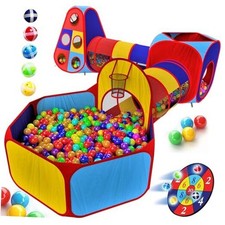 5pc Kids' Play Tents  Tunnels - Ball Pit for Toddlers, Blue, Yellow, Red