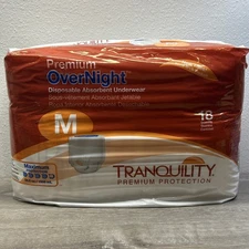 TRANQUILITY Premium Overnight Absorbent Underwear Pack Of 18 Medium 34-48'' NEW