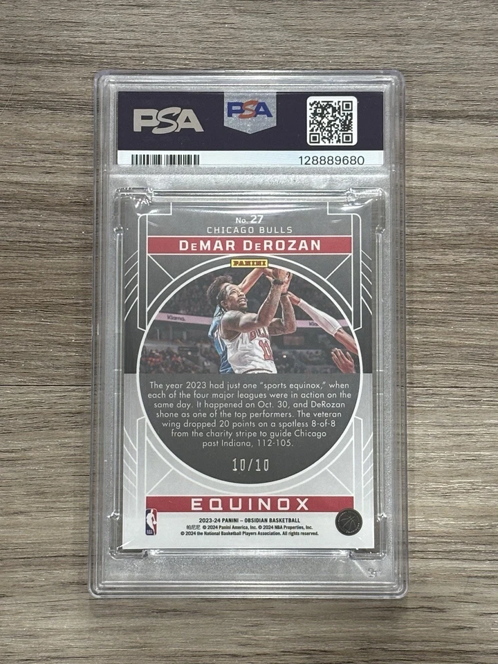 2023 Panini Obsidian DeMar Derozan Equinox Gold Flood 10/10 PSA 8 Chicago Bulls - Image 2 of 2