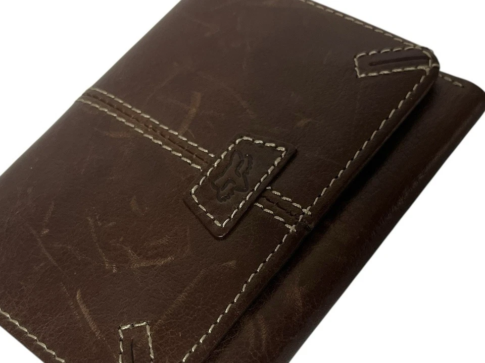 Mens Brown Genuine Leather Fox Racing Logo Bi-Fold Wallet - Image 3 of 4