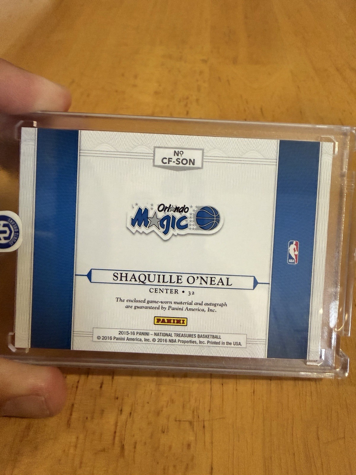 2015 National Treasures Shaquille O'Neal #/25 Game Used PATCH On Card AUTO view 7