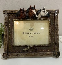 Hobby Lobby Western Horse Heads Wood Rope Wide Width Photo Picture Frame 5” X 7”