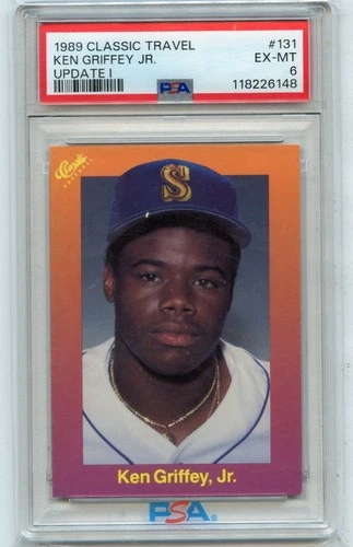 1989 CLASSIC TRAVEL #131 KEN GRIFFEY JR. "UPDATE 1" ROOKIE CARD RC - PSA 6 (148)