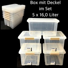 Aufbewahrungsbox mit Deckel im Set  5 x 16,0 Liter Kunststoffbox Plastikbox Box