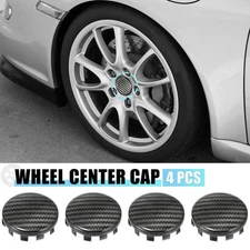 4pcs 56mm 2.2“ Automotive Universal Tyre Hub Cover Carbon Fiber Pattern Black