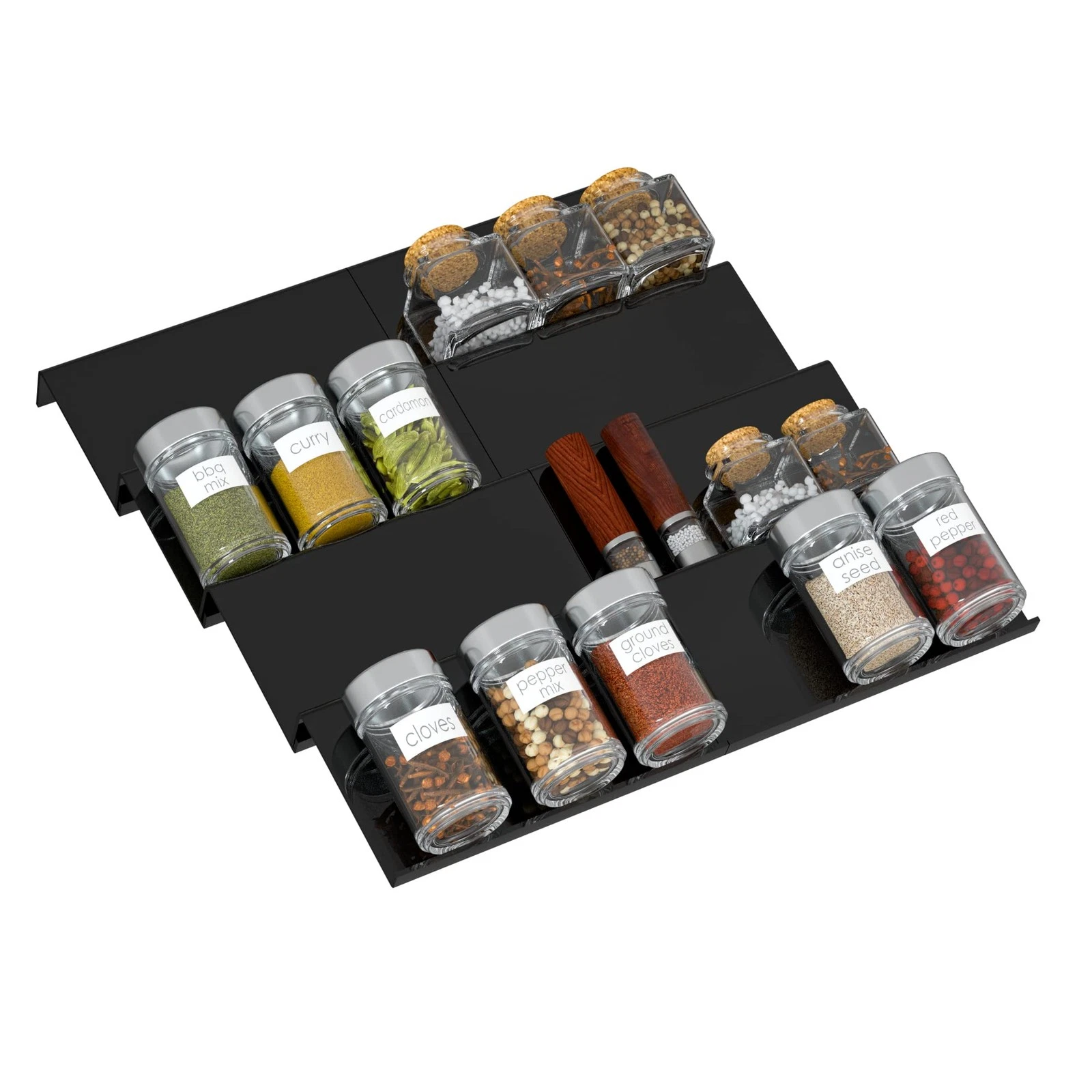 Adjustable Acrylic Spice Drawer Organizer Rack, Spice Drawer Organizer Shelf ...