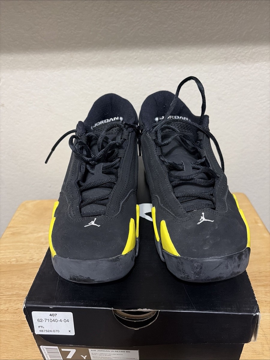 Nike Air Jordan 14 Retro Thunder Black Yellow 487524-070 GS Youth