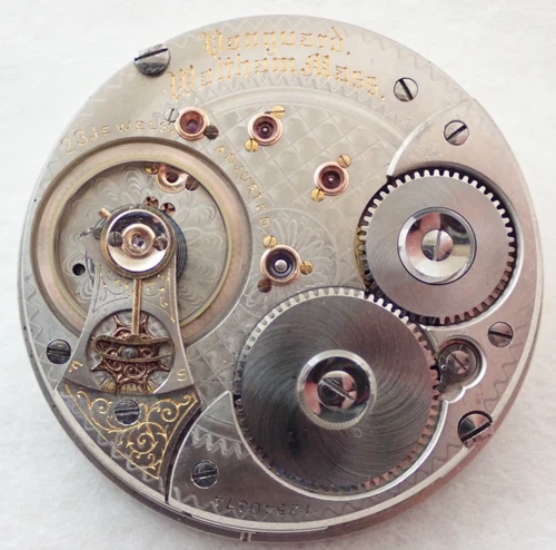 ANTIQUE 18s WALTHAM VANGUARD 23 JEWEL 23j HUNTER POCKET WATCH MOVEMENT PARTS