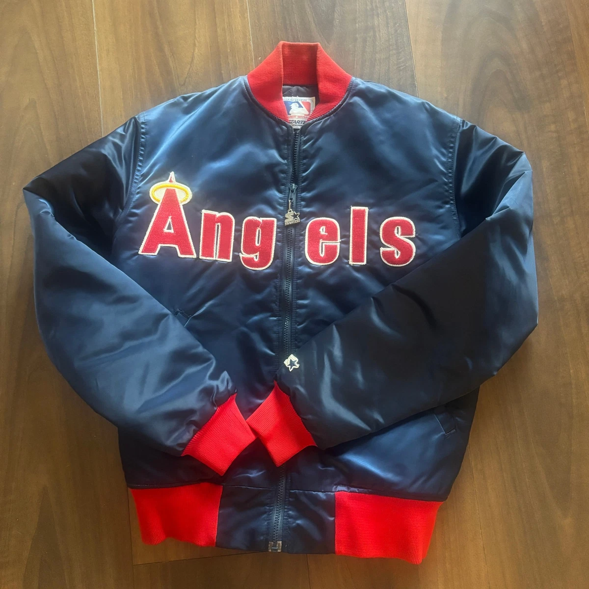 Veste de démarrage vintage années 80 California Angels satin Los