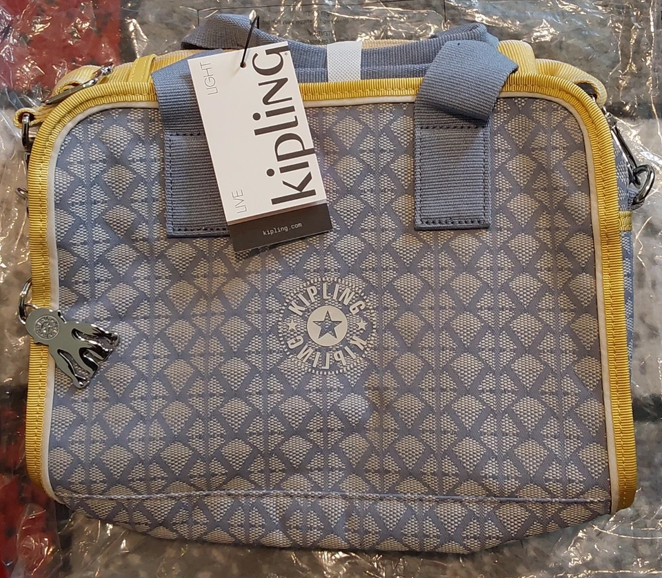 Bolso de Mano Kipling Rosalyn Boxy Grab Deportivo Azul Pizarra Amarillo Nuevo con Etiquetas 🔥🔥🔥 Foto 2 de 4
