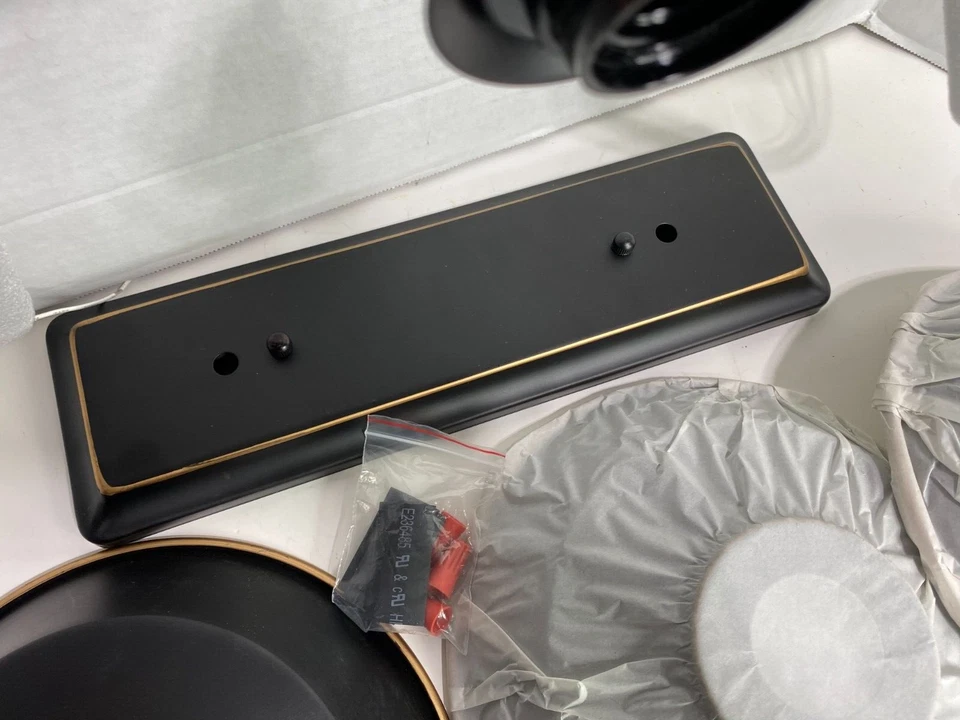 Modern Farmhouse Style Vanity 3-Light Fixture Matte Black Brass Ring White-Inner - Изображение 2 из 4