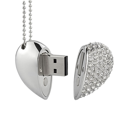 32G/64G Heart Shape Crystal USB Flash Drive Necklace Memory Stick Gift - Picture 11 of 12
