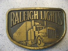 Vintage Solid Brass Raleigh Lights Trucker Belt Buckle