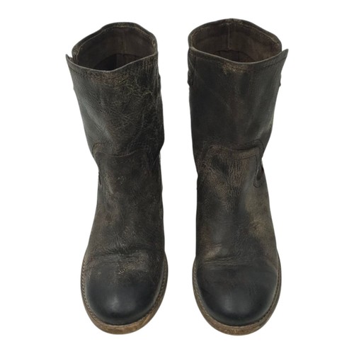 Diba True West Haven Ankle Boots 7.5 Distressed Leather Charcoal Brown Western - Picture 5 of 16