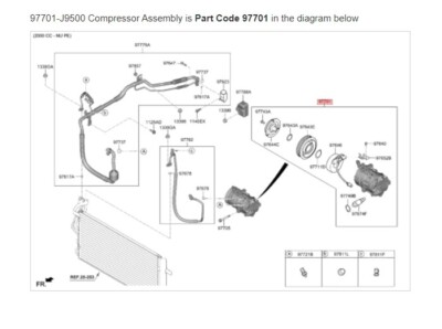OEM 97701-J9500 COMPRESSOR ASSY for Hyundai Kona 2022~2023 *1.6