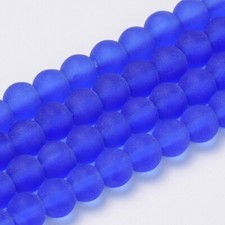 50 Royal Blue Frosted Glass Beads Round 8mm BULK Spacers Jewelry Making Round