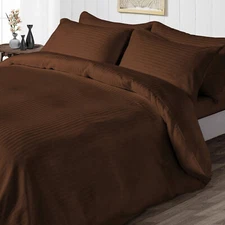 1000 OR 1200 TC 100% Cotton Duvet Collection Select Item & Size Chocolate Stripe