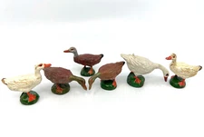 Lineol Elastolin Duck Drake Farm Lot 6 Composite Toy Figure pre war Vintage