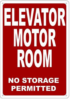 ELEVATOR MOTOR ROOM SIGN (Red Background, reflective,Aluminium 10x14)-REF24-1027