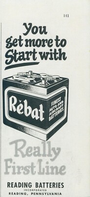 #ad 1951 Rebat Reading Batteries Start Auto Aircraft Really First Line Print Ad SP8 $8.37